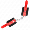 KINK - PUNHOS DE NYLON PRETO COM COURO VERMELHO AJUSTÃVEIS 19-24 CM X 5,5 CM - Image 2