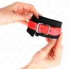 KINK - PUNHOS DE NYLON PRETO COM COURO VERMELHO AJUSTÃVEIS 19-24 CM X 5,5 CM - Image 3
