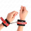 KINK - PUNHOS DE NYLON PRETO COM COURO VERMELHO AJUSTÃVEIS 19-24 CM X 5,5 CM - Image 4