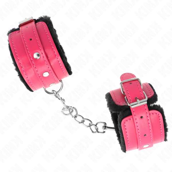 KINK - PULSO PREMIUM FORRO DE PELE PRETO COM CINTO RASPBERRY ROSE AJUSTÃVEL 17-29 CM X 6 CM - Image 2