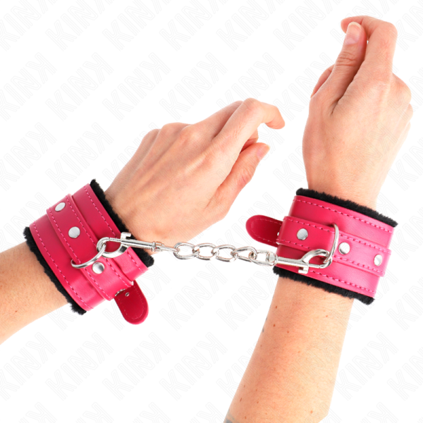 KINK - PULSO PREMIUM FORRO DE PELE PRETO COM CINTO RASPBERRY ROSE AJUSTÃVEL 17-29 CM X 6 CM - Image 4