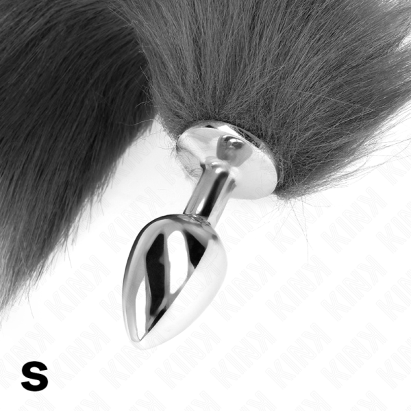 KINK - PLUG ANAL TAMANHO S 7 X 3 CM COM CAUDA SINTÃTICA 40 CM CINZENTO E BRANCO - Image 4