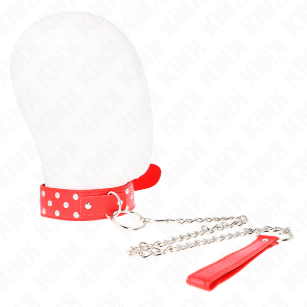 KINK - COLAR DE ALÃA DE REBITE DE ANEL COM CINTO 65 CM VERMELHO AJUSTÃVEL 36-50 CM X 3,8 CM - Image 2