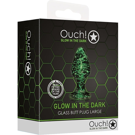 OUCH! - PLUG ANAL DE VIDRIO - GLOW IN THE DARK - TAMAÑO GRANDE - Image 2
