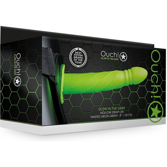 OUCH!-STRAP-ON HUECO TRENZADO - 8 / 20 CM - BRILLA EN LA OSCURIDAD - Image 2