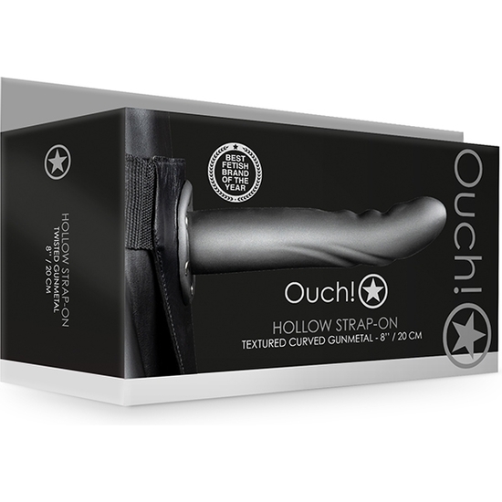 OUCH-STRAP-ON CURVO TEXTURIZADO - 8 / 20 CM-METALIZADO - Image 2