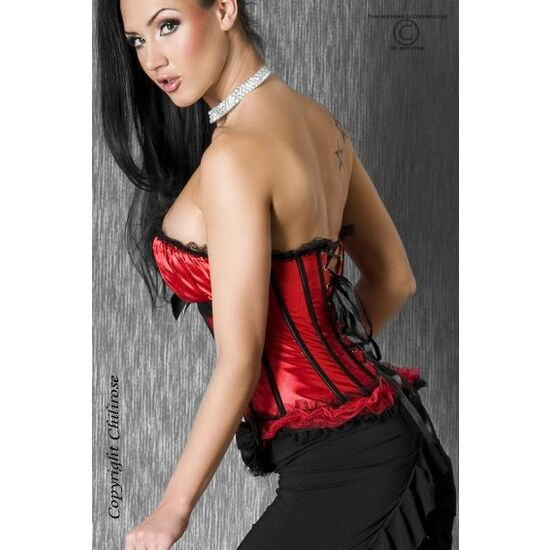 ATRACTIVO CORSET SEXY DE SATEN CON BALLENAS Y LAZOS NEGROS NEGRO - Image 3