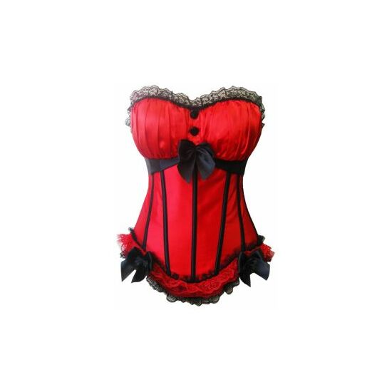 ATRACTIVO CORSET SEXY DE SATEN CON BALLENAS Y LAZOS NEGROS NEGRO - Image 4