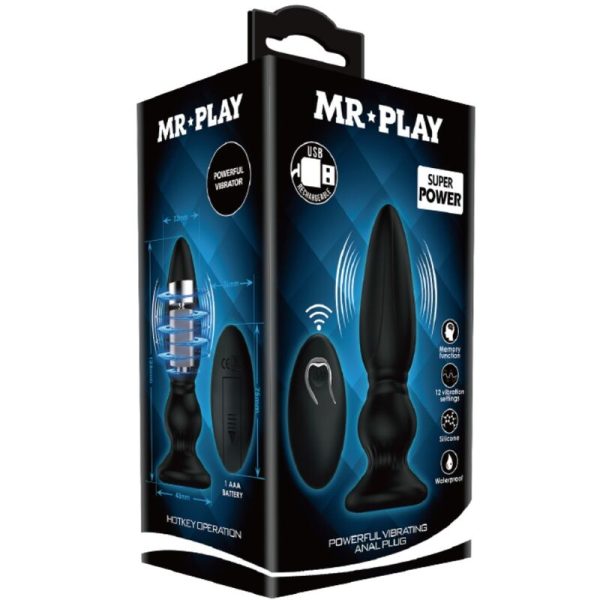 MR PLAY - PLUGUE ANAL DE CONTROLE REMOTO VIBRADOR PODEROSO PRETO - Image 9