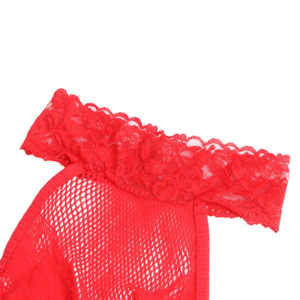 SUBBLIME - 952372 BODYSTOCKING SEM FUNDO DE REDE E RENDA COM GOLA ALTA VERMELHO TAMANHO ÃNICO - Image 7