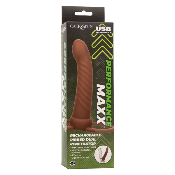 CALEXOTICS - MAXX RIBBED DUAL PENETRATOR 10 VIBRAÃÃES MARROM - Image 11