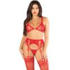 LEG AVENUE - SUTIÃ + TANGA + MEIAS VERMELHO TAMANHO ÃNICO