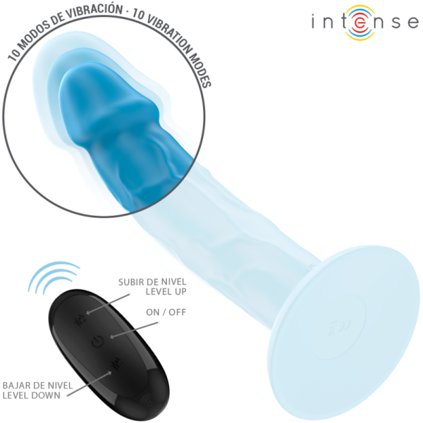 INTENSE - PHOEBE VIBRADOR REALISTA 10 VIBRAÃÃES AZUL CONTROLE REMOTO - Image 3