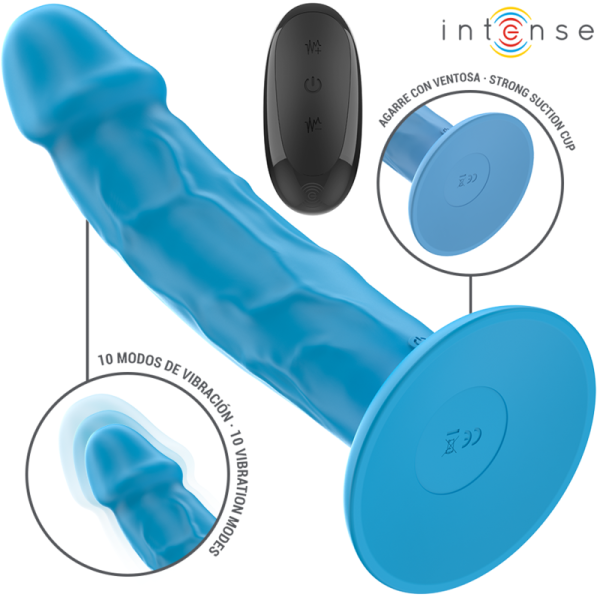 INTENSE - PHOEBE VIBRADOR REALISTA 10 VIBRAÃÃES AZUL CONTROLE REMOTO