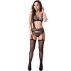 LIVCO CORSETTI FASHION - CELESTE LC 20246 SUTIÃ + CINTO-LIGA + CALCINHA PRETO L/XL