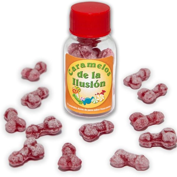 DIABLO PICANTE - 12 DOCES ILUSÃO EM FORMA DE PÃNIS MORANGO/CEREJA