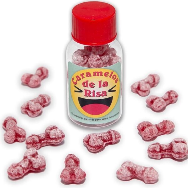 DIABLO PICANTE - 12 DOCES DE RISADA EM FORMA DE PÃNIS MORANGO/CEREJA