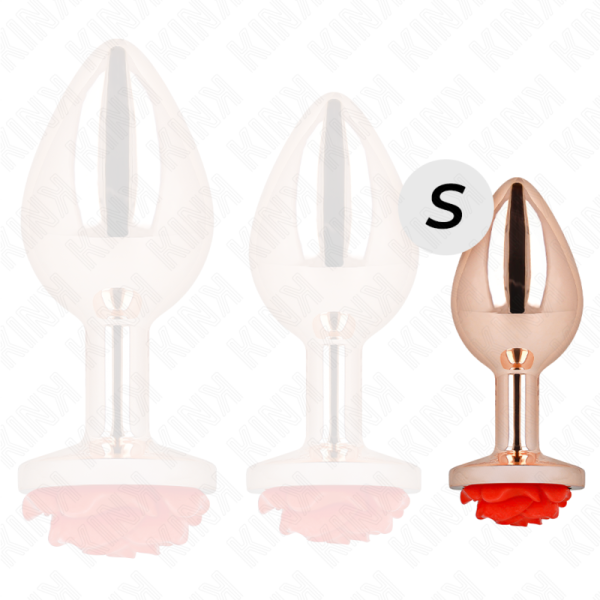 KINK - PLUG ANAL DE OURO ROSA COM ROSA VERMELHA S - Image 2