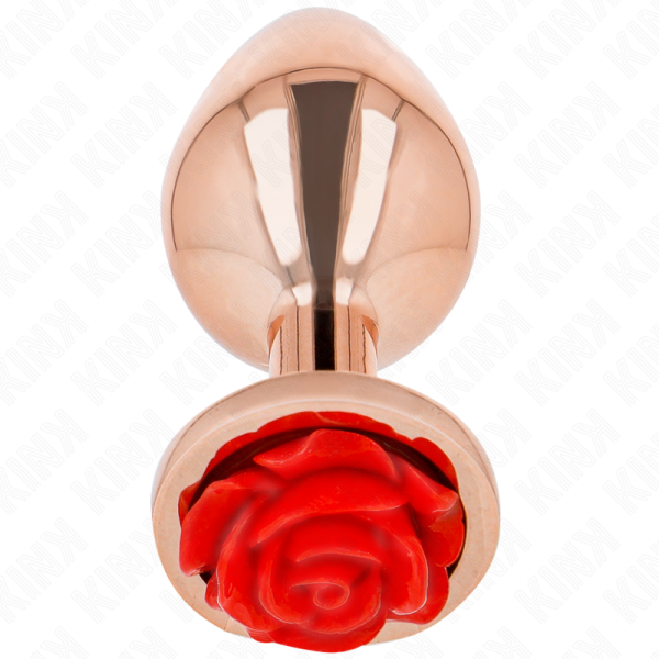 KINK - PLUG ANAL DE OURO ROSA COM ROSA VERMELHA S - Image 3