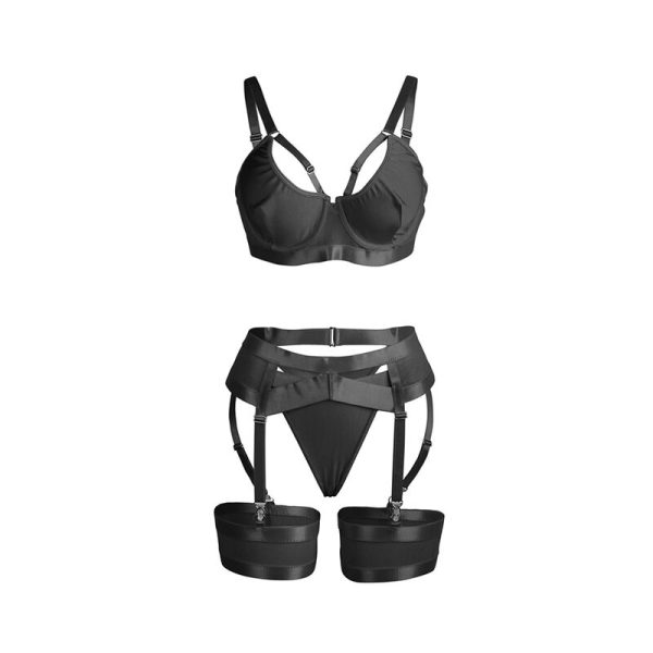 SUBBLIME - 955243 SUTIÃ BONDAGE PRETO COM CONJUNTO DE LIGA L/XL - Image 4