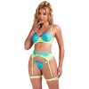 SUBBLIME - 955328 CONJUNTO DE SUTIÃ COM RENDA E LINHAS DE LIGA VERDE E AZUL L/XL - Image 4