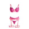 SUBBLIME - 955359 CONJUNTO DE SUTIÃ COM RENDA E LIGAS ROSA E ROXO S/M - Image 6