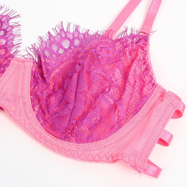 SUBBLIME - 955366 CONJUNTO DE SUTIÃ COM RENDA E LIGAS ROSA E ROXO L/XL - Image 10