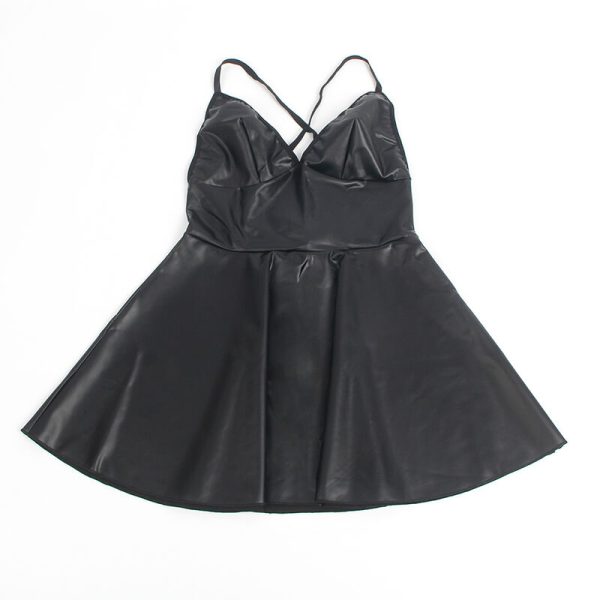 SUBBLIME - 955380 VESTIDO COM ALÃAS DE COURO PRETO L/XL - Image 7