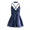 SUBBLIME - 955427 VESTIDO COM ALÃAS DE COURO AZUL L/XL - Image 7