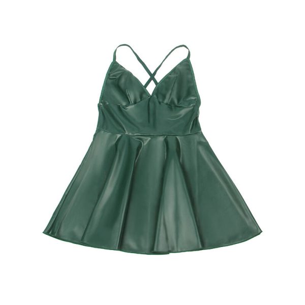 SUBBLIME - 955441 VESTIDO COM ALÃAS DE COURO VERDE L/XL - Image 7