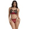 SUBBLIME - 955540 CONJUNTO DE SUTIÃ DE COURO VERMELHO COM ZÃPER DE MALHA L/XL