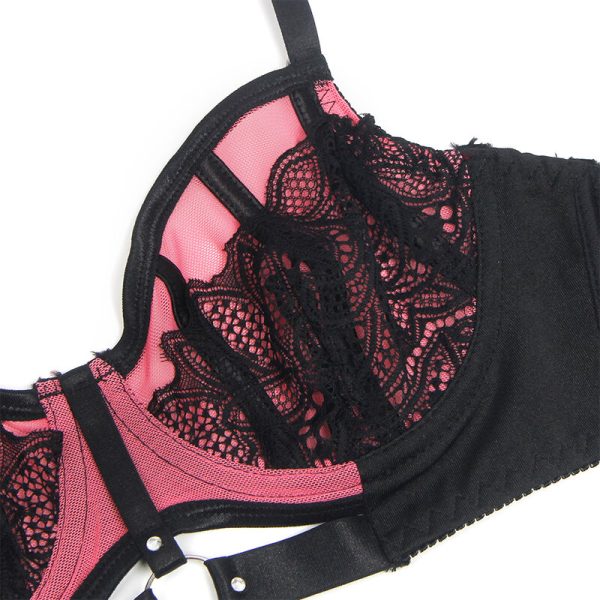 SUBBLIME - 955588 CONJUNTO DE SUTIÃ DE COURO VERDE COM ZÃPER DE MALHA ROSA L/XL - Image 8