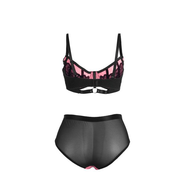 SUBBLIME - 955588 CONJUNTO DE SUTIÃ DE COURO VERDE COM ZÃPER DE MALHA ROSA L/XL - Image 6