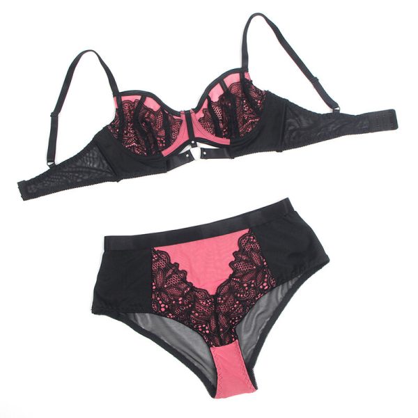 SUBBLIME - 955588 CONJUNTO DE SUTIÃ DE COURO VERDE COM ZÃPER DE MALHA ROSA L/XL - Image 7