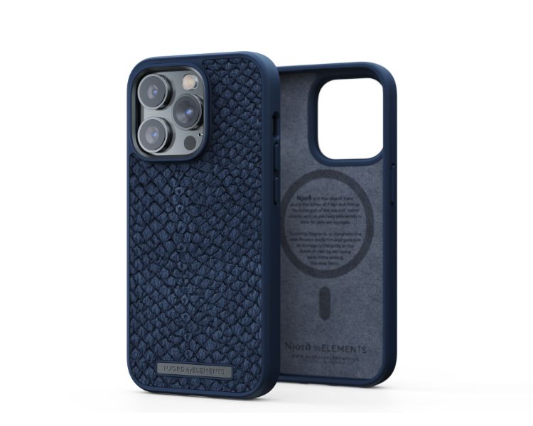 FUNDA MAGSAFE IPHONE 14 PRO PIEL DE SALMON AZUL PETROLEO NJORD