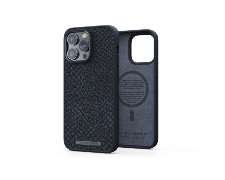 FUNDA MAGSAFE IPHONE 14 PRO MAX PIEL DE SALMON NEGRO NJORD