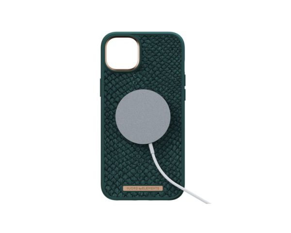 FUNDA MAGSAFE IPHONE 14 PLUS PIEL DE SALMON VERDE OSCURO NJORD