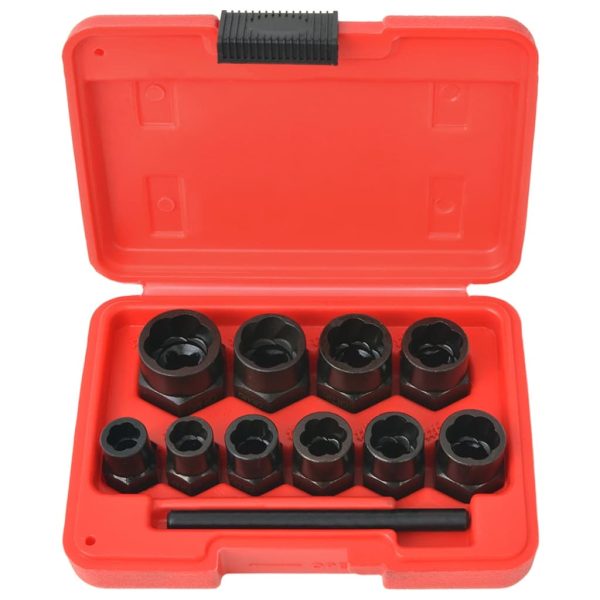 Conjunto extrator p/ parafusos e porcas danificados 11 pcs aço