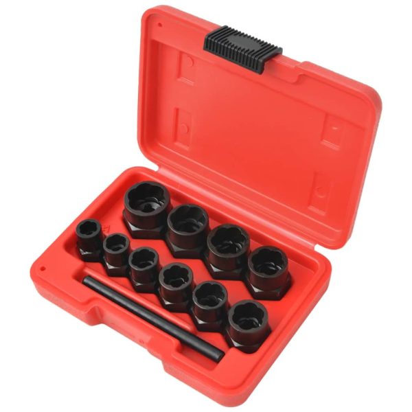 Conjunto extrator p/ parafusos e porcas danificados 11 pcs aço - Image 2
