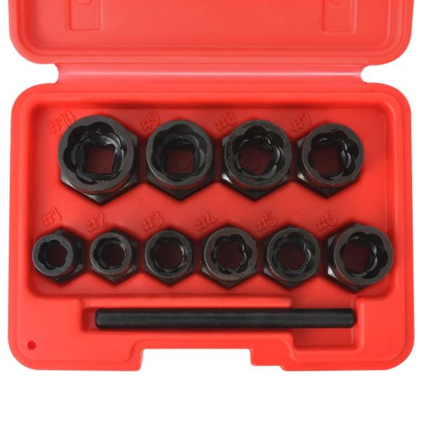 Conjunto extrator p/ parafusos e porcas danificados 11 pcs aço - Image 3