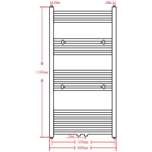 Aquecedor toalhas casa de banho liso 600 x 1160 mm cinza - Image 9