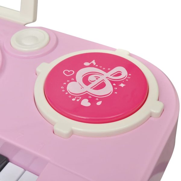 Teclado de brincar infantil com banco/microfone, 37 teclas, rosa - Image 6