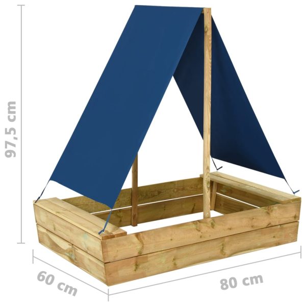 Caixa de areia c/ telhado 80x60x97,5 cm pinho impregnado - Image 6