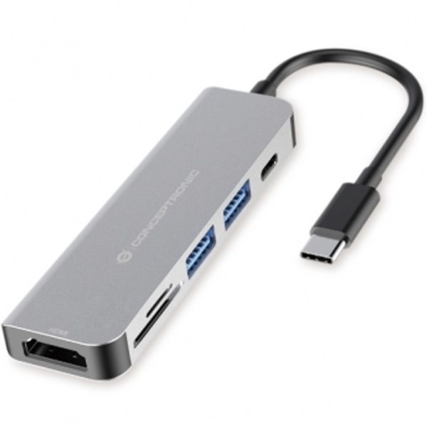 Adaptador hub 6 en 1 conceptronic usb tipo c a hdmi - usbc - usb 3.0 - sd - tf