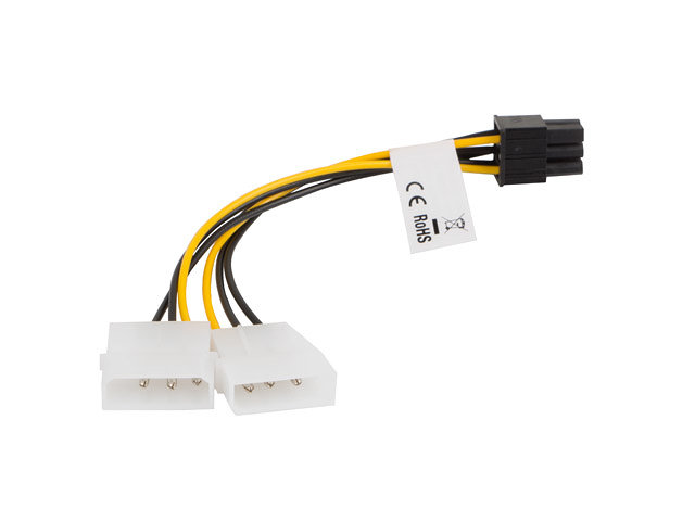 Cable lanberg alimentacion molex 2x macho a hembra btx 6 pin psu 15 cm