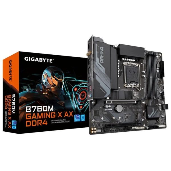 Placa base gigabyte b760m gaming x ax ddr4 1700 micro atx -  4 x ddr4 -  4 x sata -  1 x dp -  1 x hdmi -  3 x usb 3.2 -  5 x usb 2.0