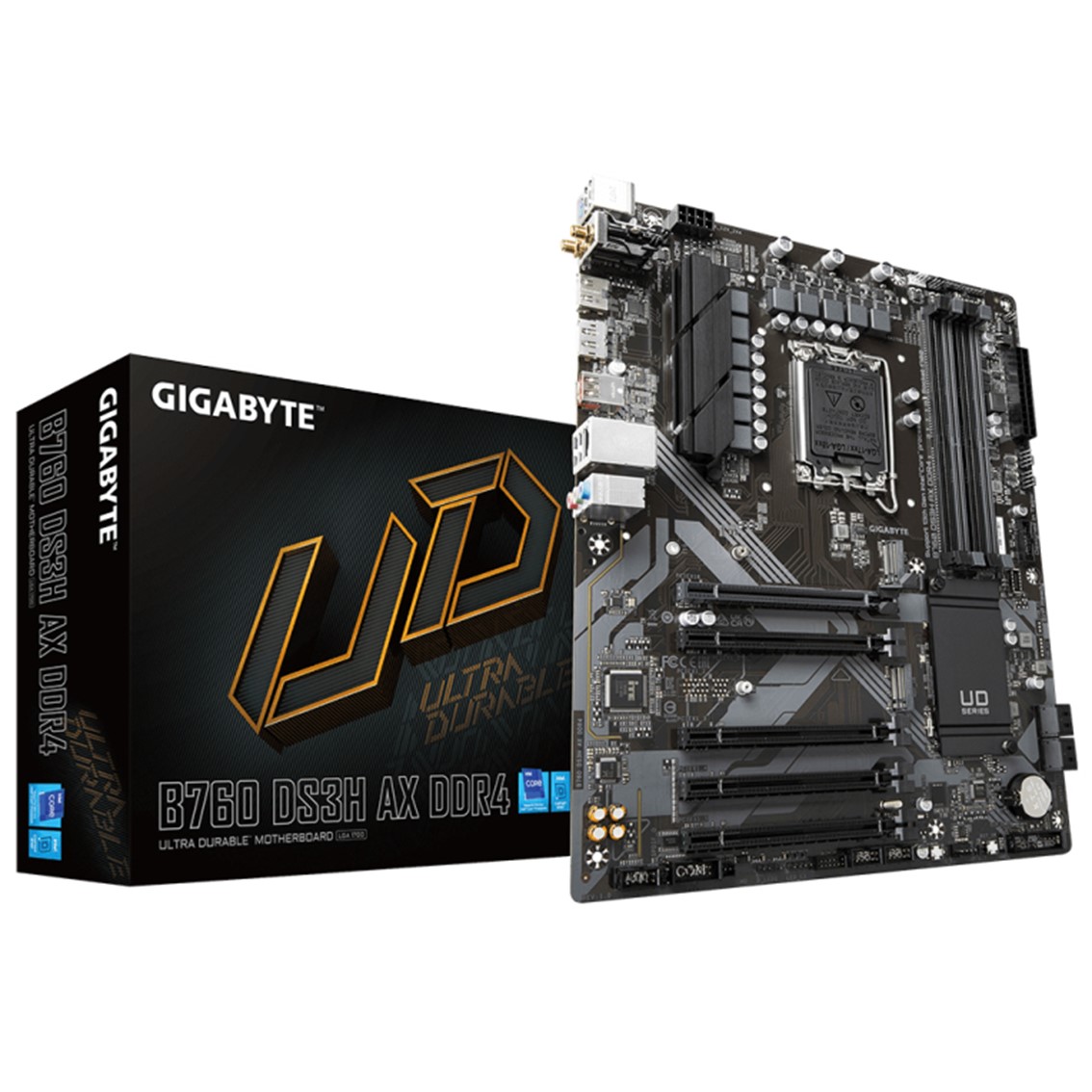 Placa base gigabyte b760 ds3h ax 1700 atx - 4 x ddr4 - 4 x sata - 1 x dp - 1 x hdmi - 4 x usb 2.0 - 1 x usb 3.2 - 1 x usb tipo c