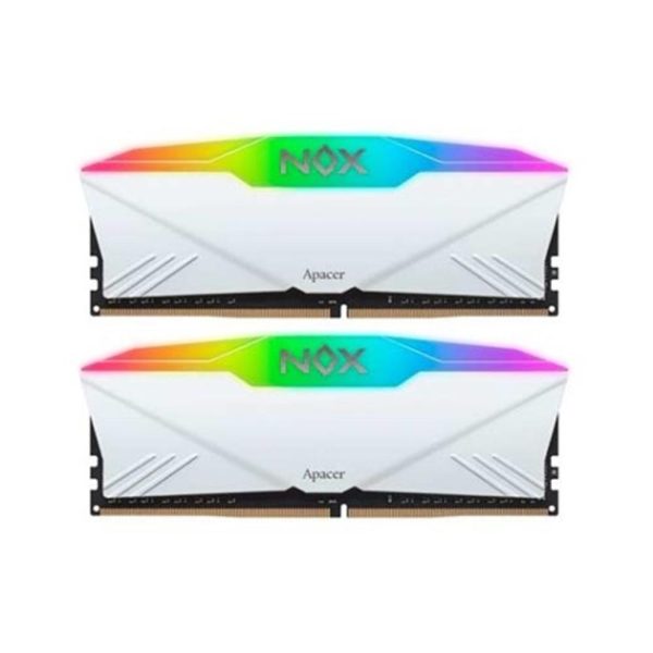Memoria ram ddr4 16gb  2x8gb apacer nox rgb - dimm - 3200 mhz - cl16 blanca