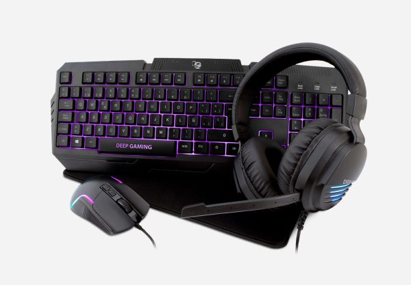 Kit teclado + raton + auriculares + alfombrilla deep gaming x - wing 2