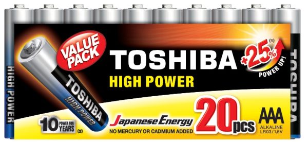 PILA TOSHIBA ALCALINA R03 - AAA - MIN 20 PILAS HIGH POWER